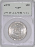 1936 York Commemorative Silver Half Dollar (PCGS) MS65 Early Rattler Holder