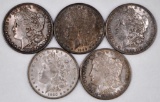 Group of (5) Morgan Silver Dollars