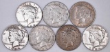 Group of (7) Peace Silver Dollars