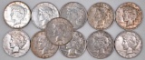Group of (11) Peace Silver Dollars