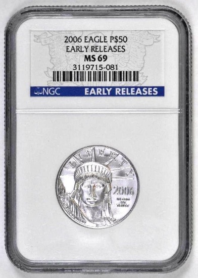 2006 $50 American Platinum Eagle 1/2oz (NGC) MS69 Early Releases