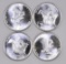 Group of (4) 1982 Monex 1oz. .999 Fine Silver Rounds