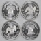 Group of (4) Vintage 1985 AMark Life Liberty Happiness 1oz. .999 Fine Silver Rounds.