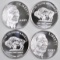 Group of (4) 2013 Indian / Buffalo 1oz. .999 Fine Silver Round.