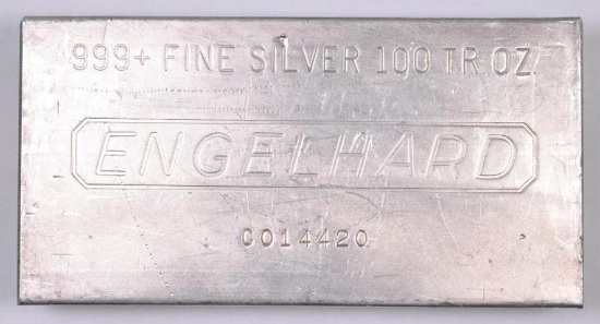 Engelhard 100oz. .999 Fine Silver Ingor / Bar.