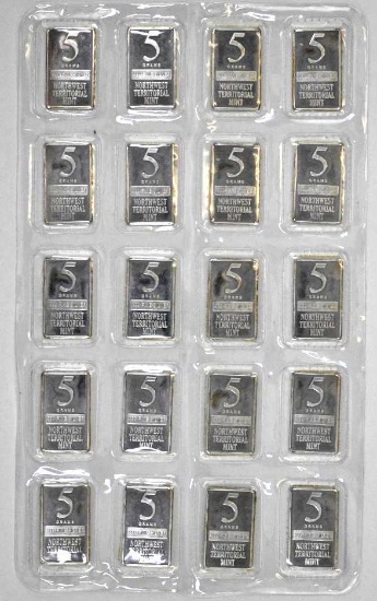 Group of (20) Northwest Territorial Mint 5 Gram .999 Fine Silver Ingot / Bars