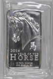 2014 Provident Metals 10oz. .999 Fine Silver Year Of The Horse Ingot / Bar