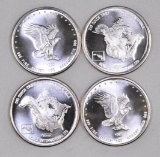 Group of (4) 1982 Monex 1oz. .999 Fine Silver Rounds