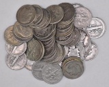 Group of (50) Mercury & Roosevelt Silver Dimes