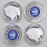 Group of (4) Mint ID 1 oz. .999 NFC Chip Verified Silver Round.