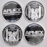 Group of (4) APMEX 1/2oz. .999 Fine Silver Rounds.