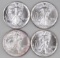 Group of (4) American Silver Eagle 1oz.