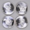 Group of (4) 1982 Monex 1oz. .999 Fine Silver Rounds