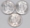 Group of (3) 1922 P Peace Silver Dollars