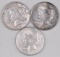 Group of (3) 1922 D Peace Silver Dollars