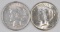 Group of (2) 1925 P Peace Silver Dollars