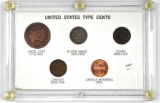 United States Type Cents in Vintage Capital Holder