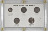 United States Type Nickels in Vintage Capital Holder