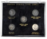 United States Type Dimes in Vintage Holder