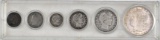 Group of (6) U.S. Type Coins Cent to Dollar in Snap-tite Holder