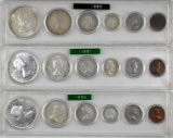 Group of (3) 6-Coin Canada 1960, 1961 & 1962 Date Sets Cent to Dollar in Snap-tite Holder