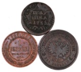 Group of (3) Russian Coins 1700's - 1900's