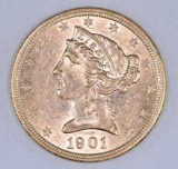 1901 S $5 Liberty Gold