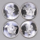 Group of (4) 1982 Monex 1oz. .999 Fine Silver Rounds