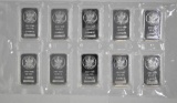 Group of (10) Sunshine Minting 1oz. .999 Fine Silver Ingot / Bars