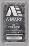 A-Mark 10oz. .999 Fine Silver Ingot / Bar