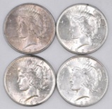 Group of (4) 1922 P Peace Silver Dollars.