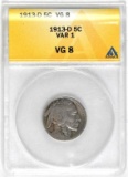 1913 D Ty.1 Buffalo Nickel (ANACS) VG8