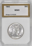 1943 P Walking Liberty Silver Half Dollar (PCI) MS65