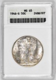 1946 S Walking Liberty Silver Half Dollar (ANACS) MS65