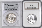 Group of (2) Certified Franklin Silver Half Dollars