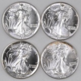 Group of (4) American Silver Eagle 1oz.