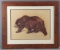 Framed vintage chalk pastel artwork of bear