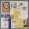 Group of vintage booklets, advertisements, ribbons, and more