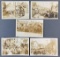 Group of 5 antique postcards of Trolley derailment