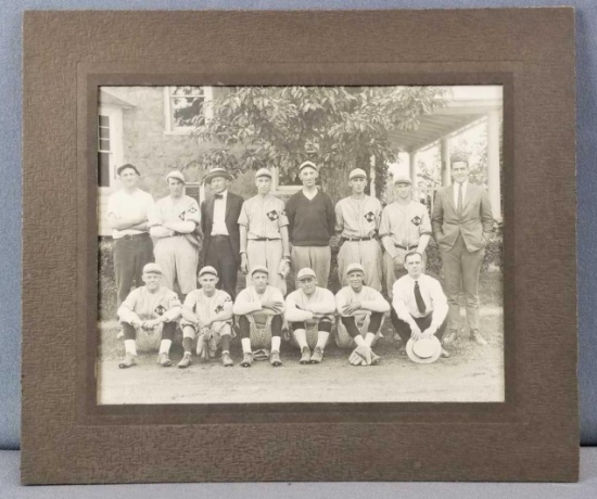 Vintage sepia photograph K&M baseball team