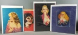 Group of 4 vintage pinup prints