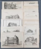 Group of antique architectural prints