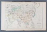 Antique French lithograph map of Asia