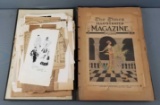 Antique scrapbook with fashion and advertising