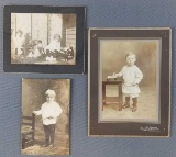 Group of 3 antique photographs of children and toys