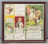 Framed antique Wrigley calendar order sheet