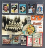 Group of 18 pieces assorted antique and vintage baseball memorabilia