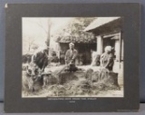 Vintage sepia photograph separating rice from straw Japan