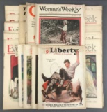 Group of 30+ antique and vintage weekly magazines and more