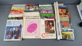 Large group of vintage magazines, sheet music, postcards, catalogs